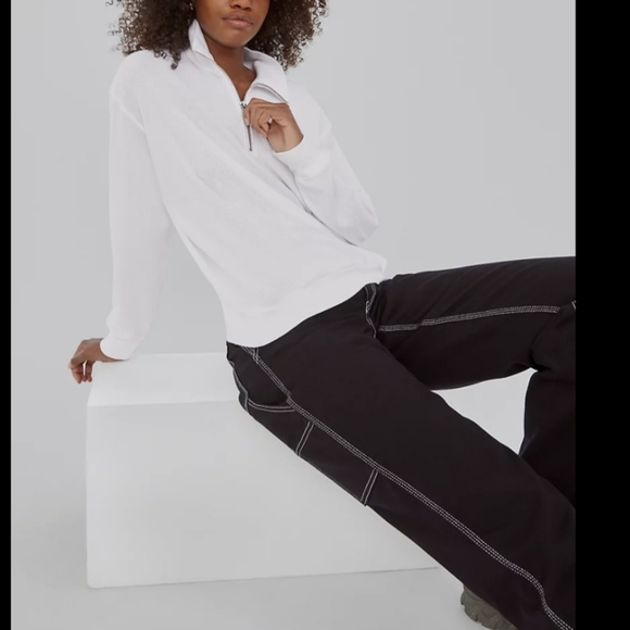 Aritzia TNA Canal Half Zip Thermal Waffle Knit Sweater - Picture 9 of 9